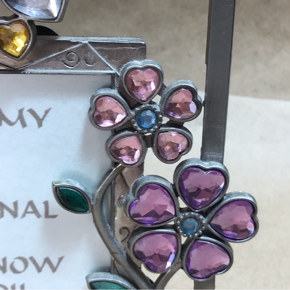 Silver-Tone Metal Frame with Colored Glass Floral Motif - Picture 7 of 12